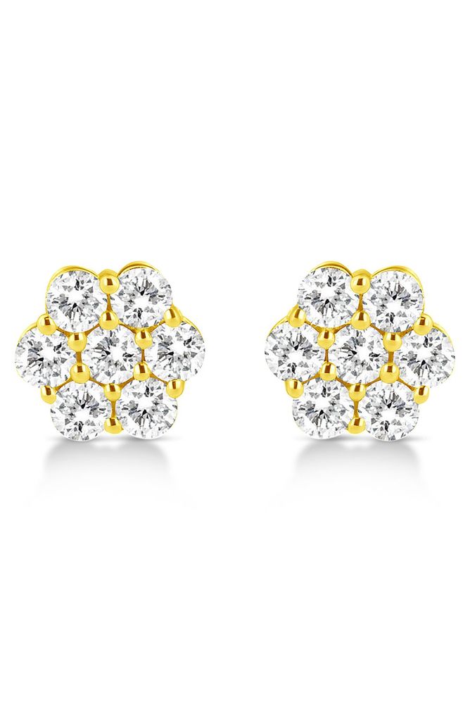 1/2 Cttw Brilliant Round Cut Diamond Floral Cluster Earrings with Pushbacks